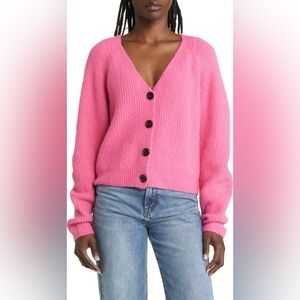 Rails Josie fuzzy Cardigan in Malibu Pink Wool Blend Size small